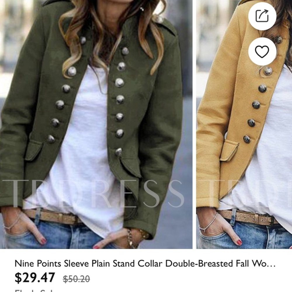 Women’s double breasted army green blazer